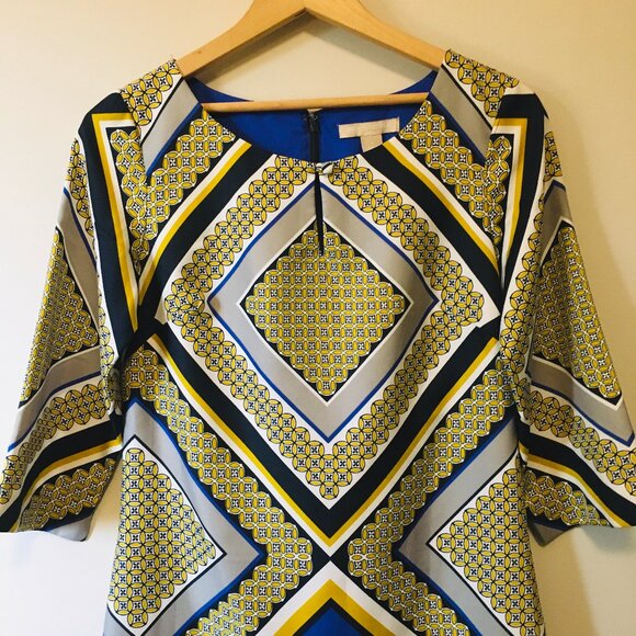 Banana Republic Long Sleeve Keyhole Geometric Shift Dress - Picture 3 of 16